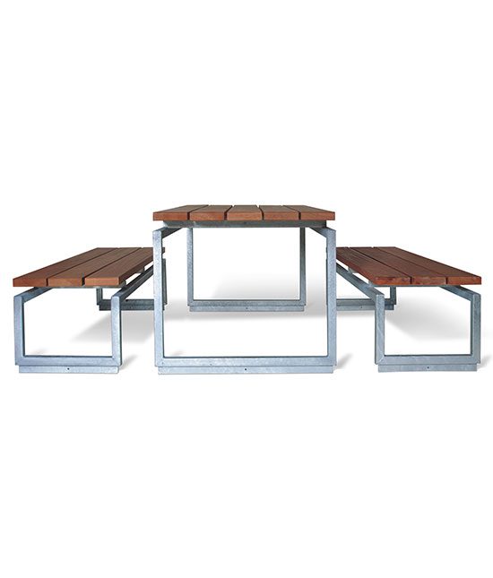 bord bænksæt mahogni galvaniseret stål