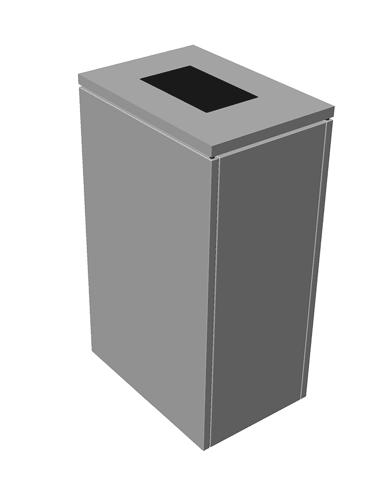 grå affaldsspand med rektangulært indkast