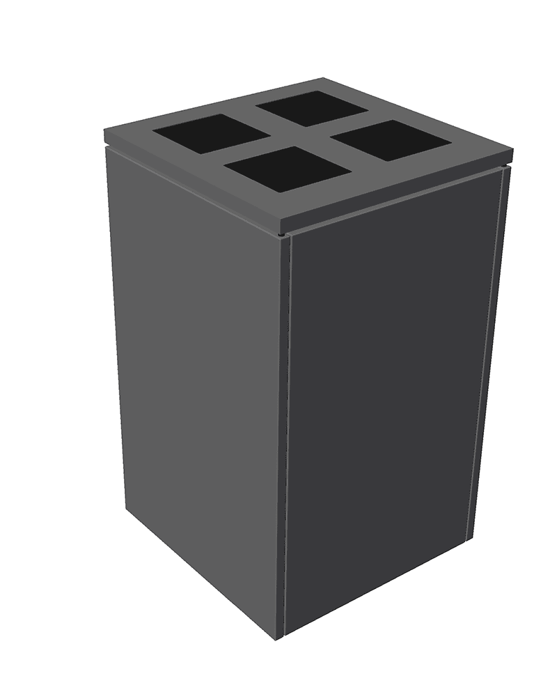 antracit affaldsbeholder med fire firkantede indkast