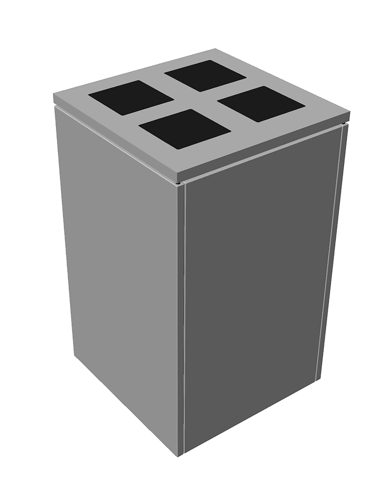 grå affaldsbeholder med fire indkast