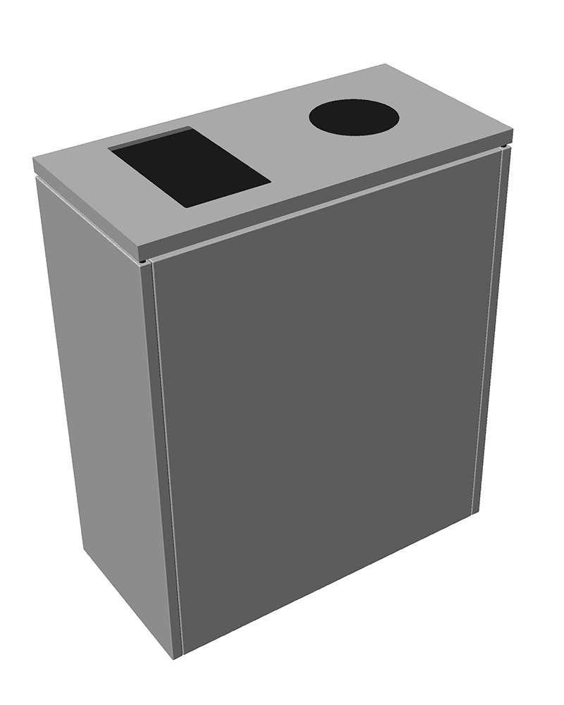 grå affaldsbeholder med to indkast