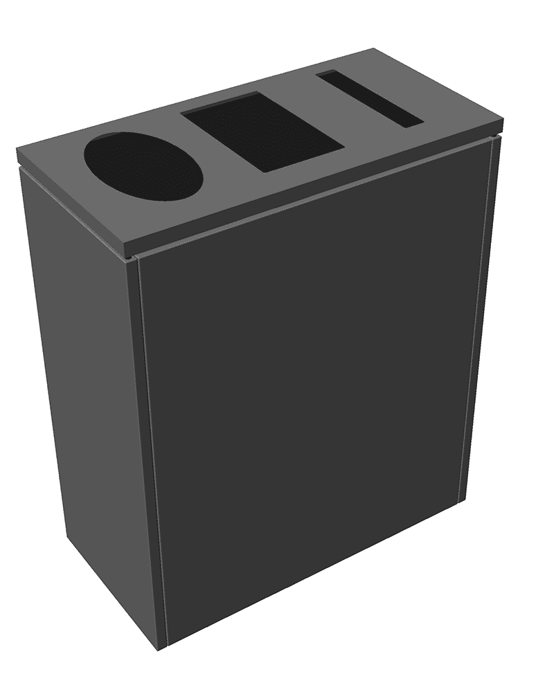 antracit affaldsbeholder med tre fraktioner