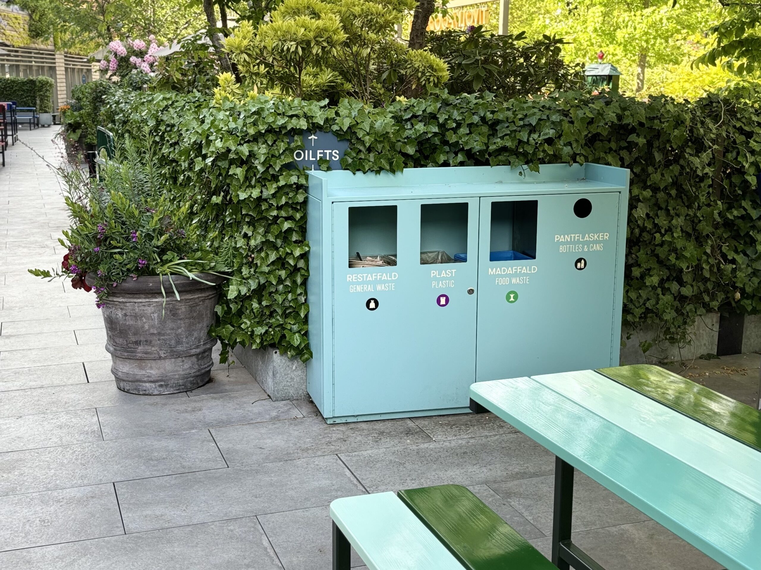 udendørs affalddssortering 4 fraktioner